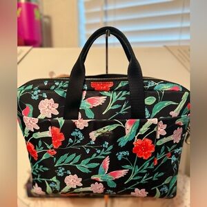 Kate Spade Jardin Black Floral Laptop Commuter Bag EUC
